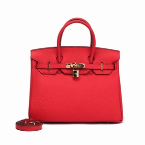 Fashion Vision Isla Red Textured Leather Handbag ?C Classic & Timeless