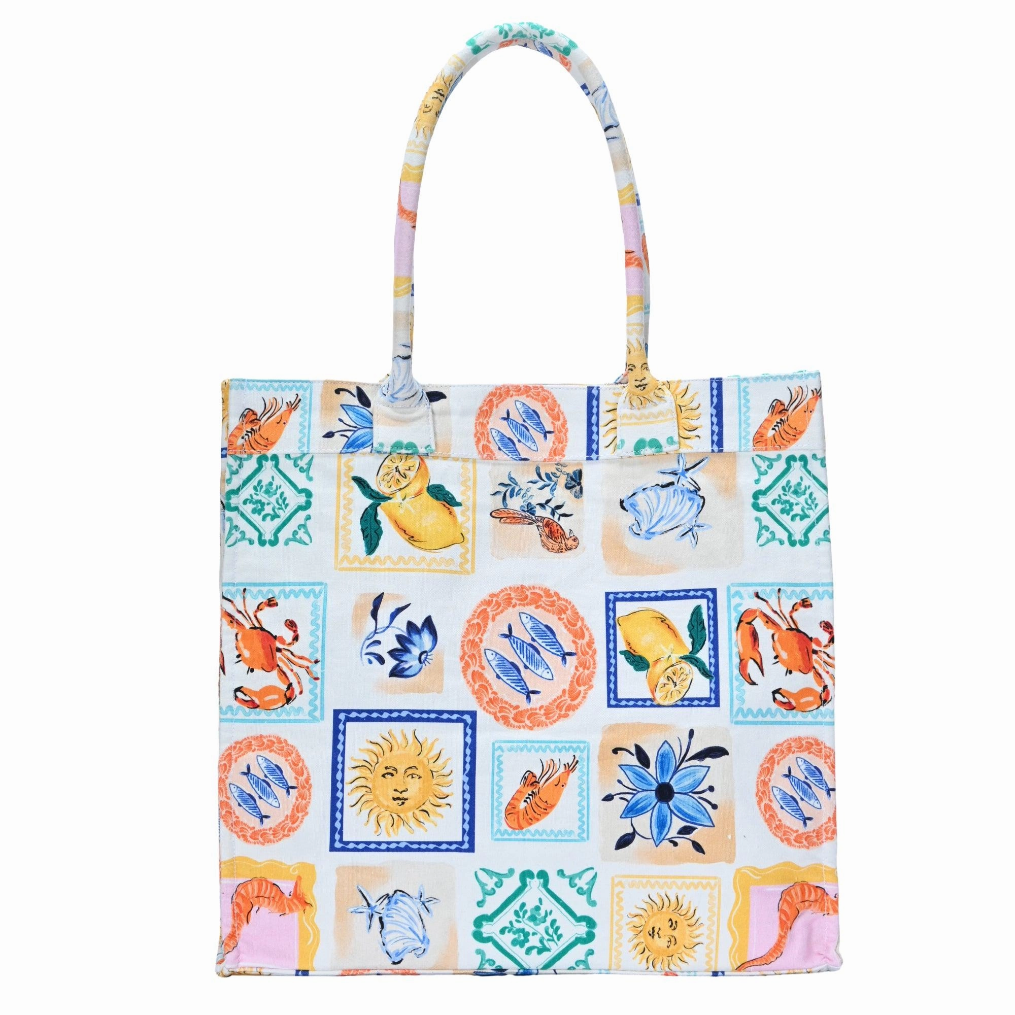 Isla's Mediterranean Mosaic Canvas Tote Elegant Everyday Evening Look