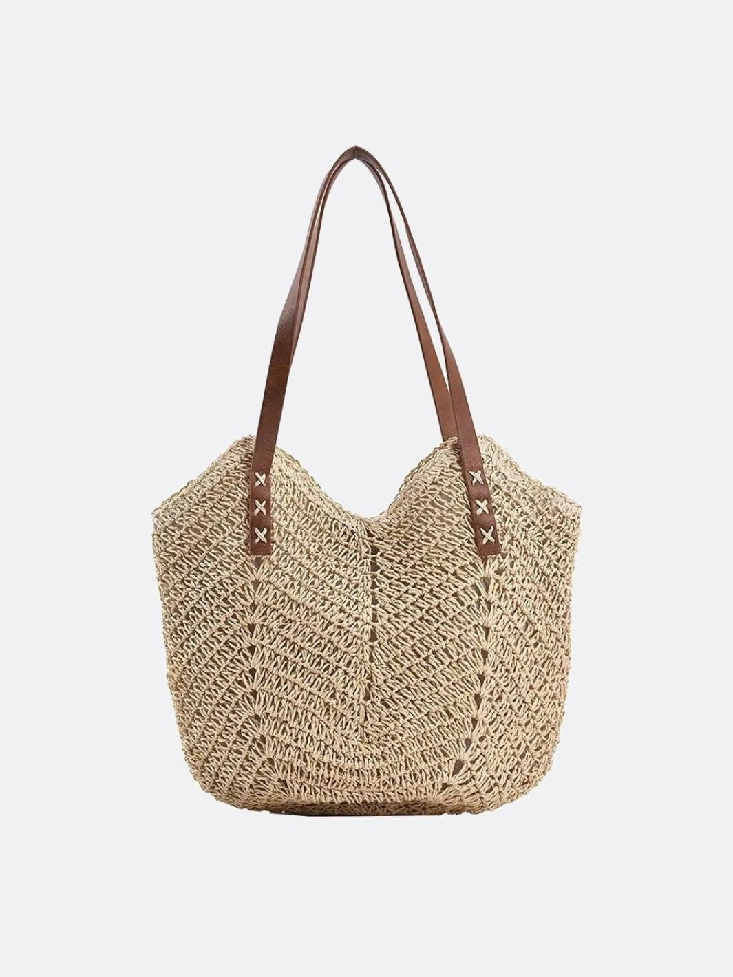 Carry Essentials Isla Slouchy Straw Tote ?C Oversized Soft Woven Shoulder Bag