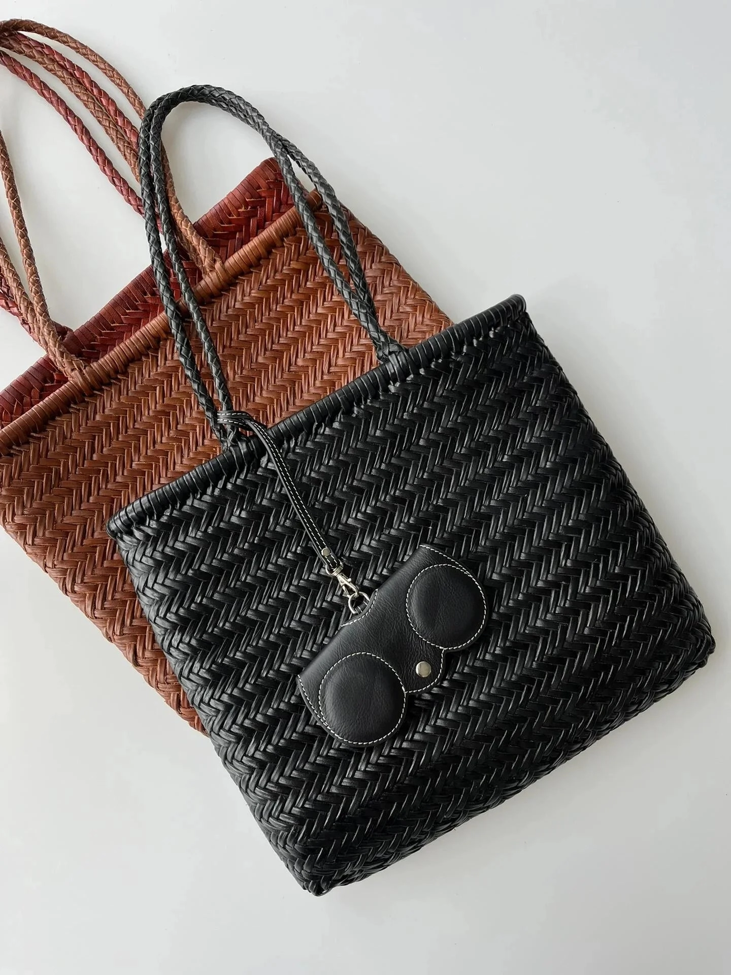 Minimalist Appeal Timeless Design Italy Leather Woven Hobo Rectangle Tote Bag, Summer Beach Bag, Full Grain Leather Triple Jump Bamboo HandBag, Handcrafted Basket Bag