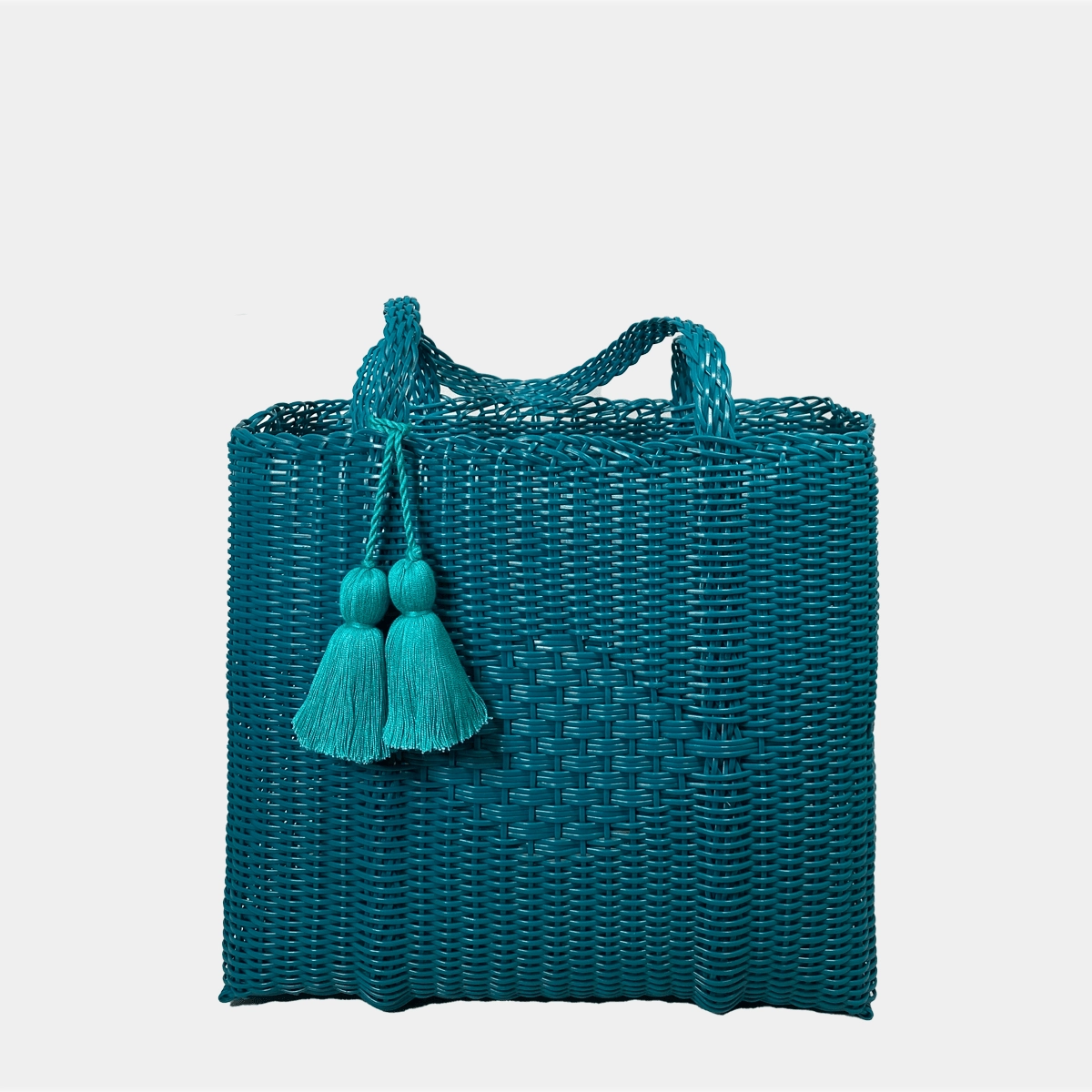 IXOQ Cesta Hand Woven Turquoise Medium Tote Bag Casual Functionality Simple Form