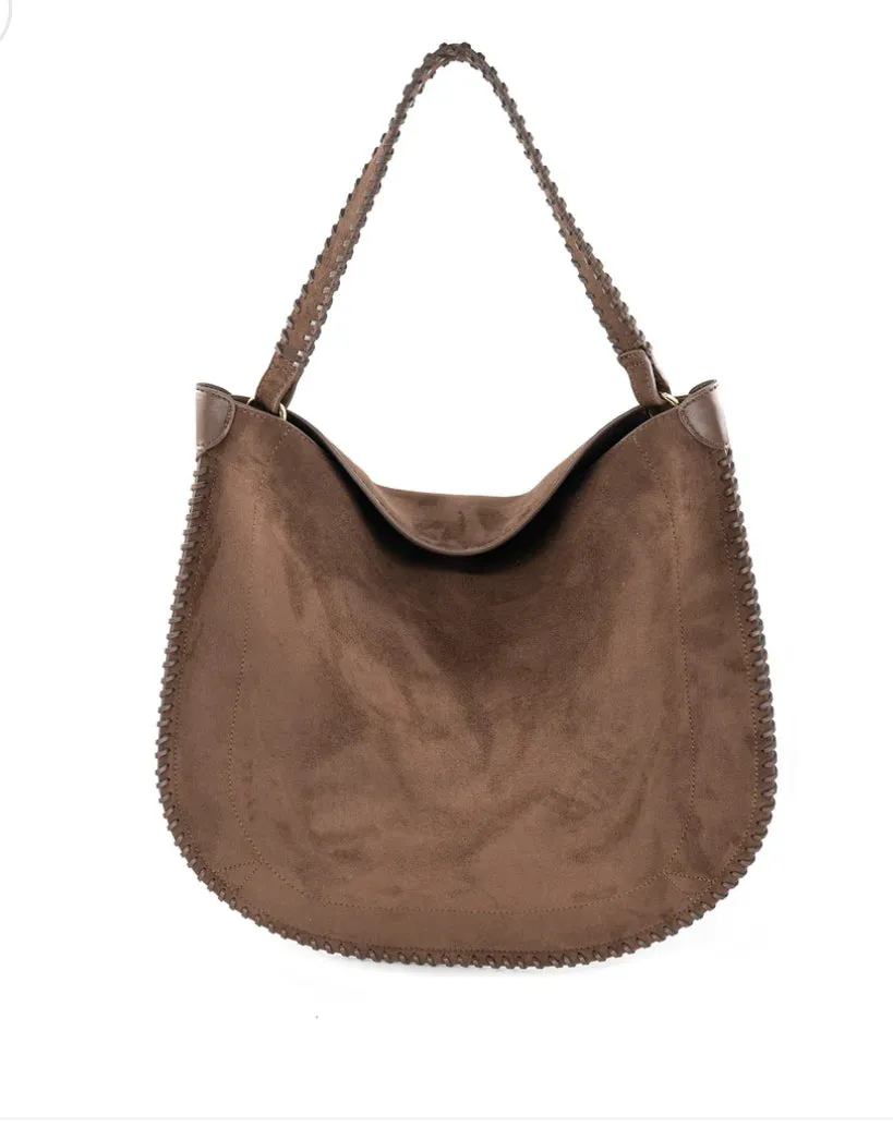 Balanced Design Kalia Chocolate Suede Soft Hobo BC Bag
