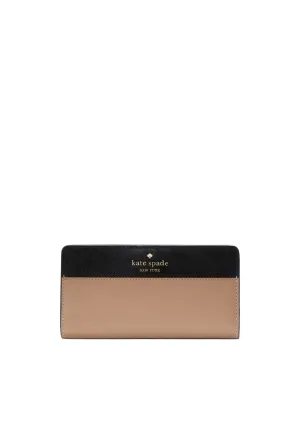 Adventure Ready Kate Spade Madison Colorblock Large Slim Billfold Wallet In Toasted Hazelnut KI367