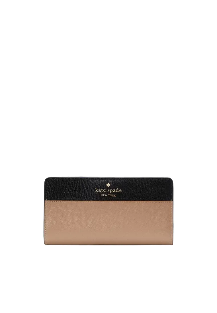 Adventure Ready Kate Spade Madison Colorblock Large Slim Billfold Wallet In Toasted Hazelnut KI367