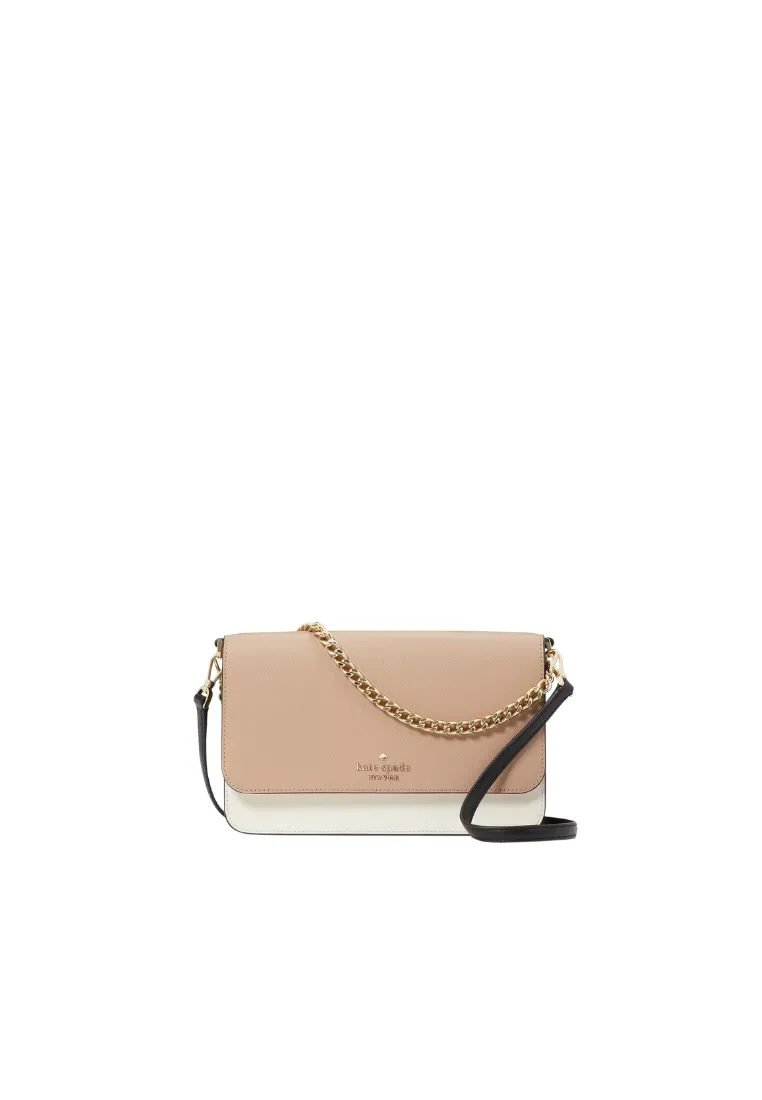 Compact Fashion Trendy City Look Kate Spade Madison Flap Convertible Crossbody Bag In Toasted KC623