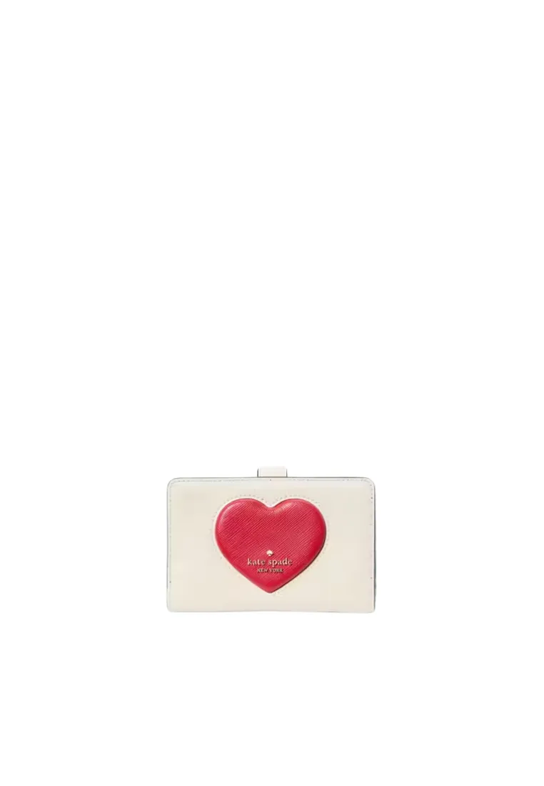 Kate Spade Madison Puffy Heart Wallet Medium Billfold In Meringue Multi KK182 Quick Access Everyday Utility
