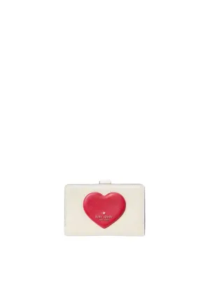 Kate Spade Madison Puffy Heart Wallet Medium Billfold In Meringue Multi KK182 Quick Access Everyday Utility