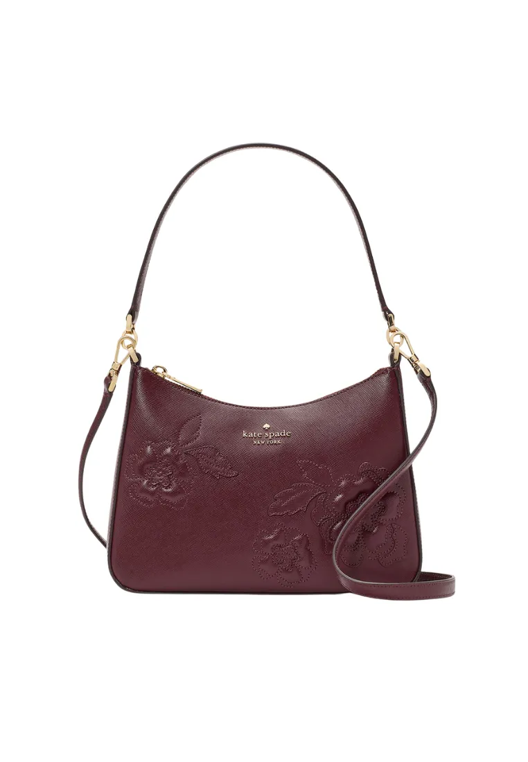 Organized Interior A simple yet stylish bag that carries all your essentials Kate Spade Margot Floral Applique Shoulder Bag In Dark Merlot KM139