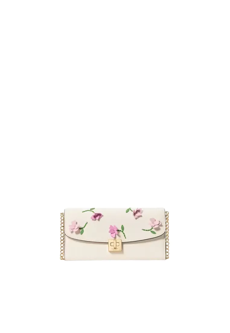 Kate Spade Phoebe Floral Applique Turnlock Wallet On Chain In Meringue Multi KK251 Soft and smooth fabric that feels great to the touch Modern Lifestyle Fashion