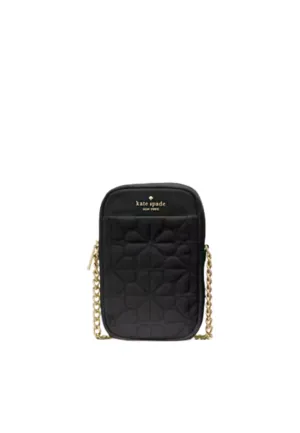 Sleek Commuter Design Functional City Style Kate Spade Spade Flower Phone Crossbody Bag Quilted Fabric In Black KK898