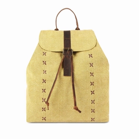 KomalC Jute & Leather Backpack for Women and Men - Stylish, Spacious, and Eco-Friendly Design for Everyday Use Durable Exterior