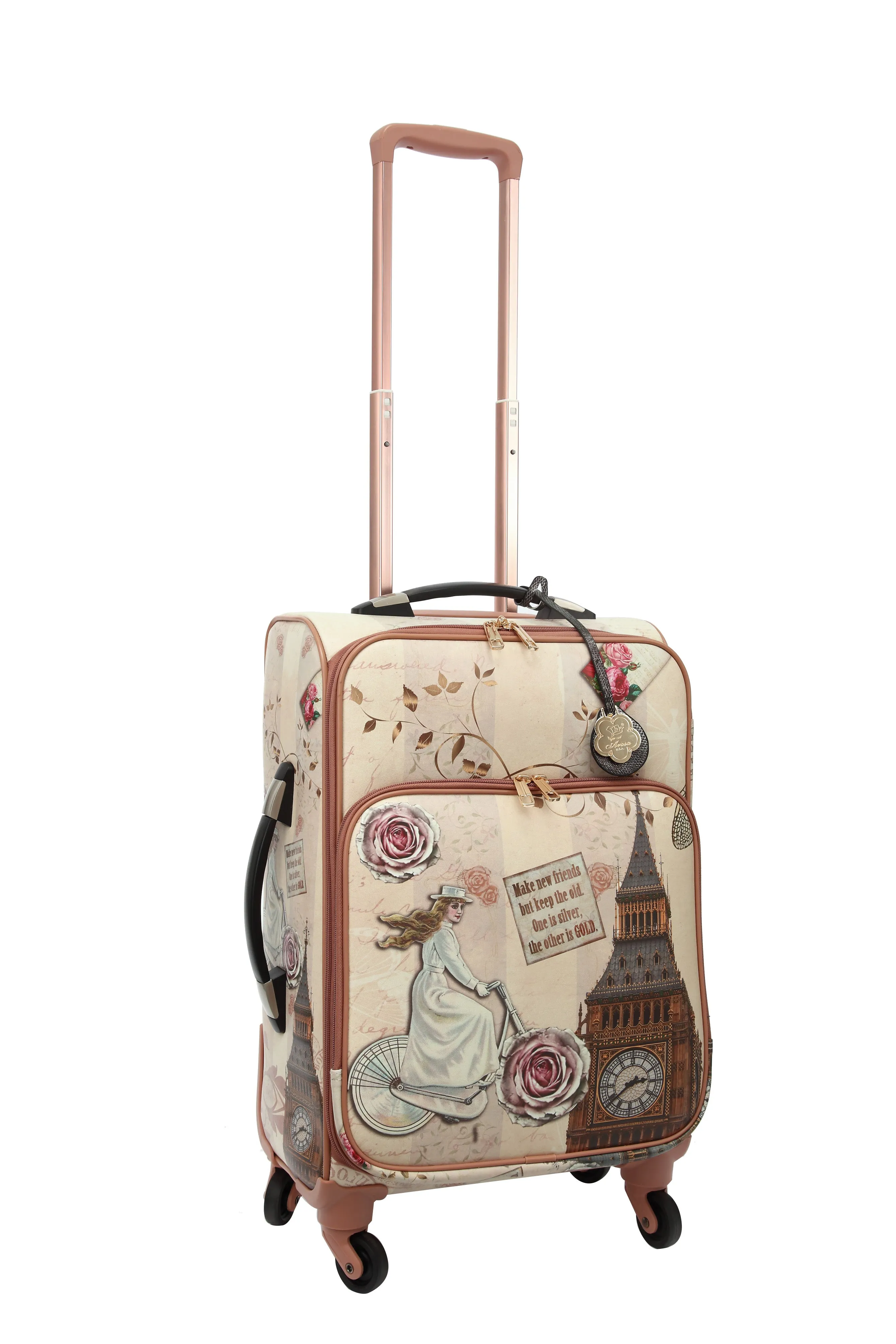 Lady Dream Carry on Luggage with Spinner Wheels Smart Weekend Weekend Companion