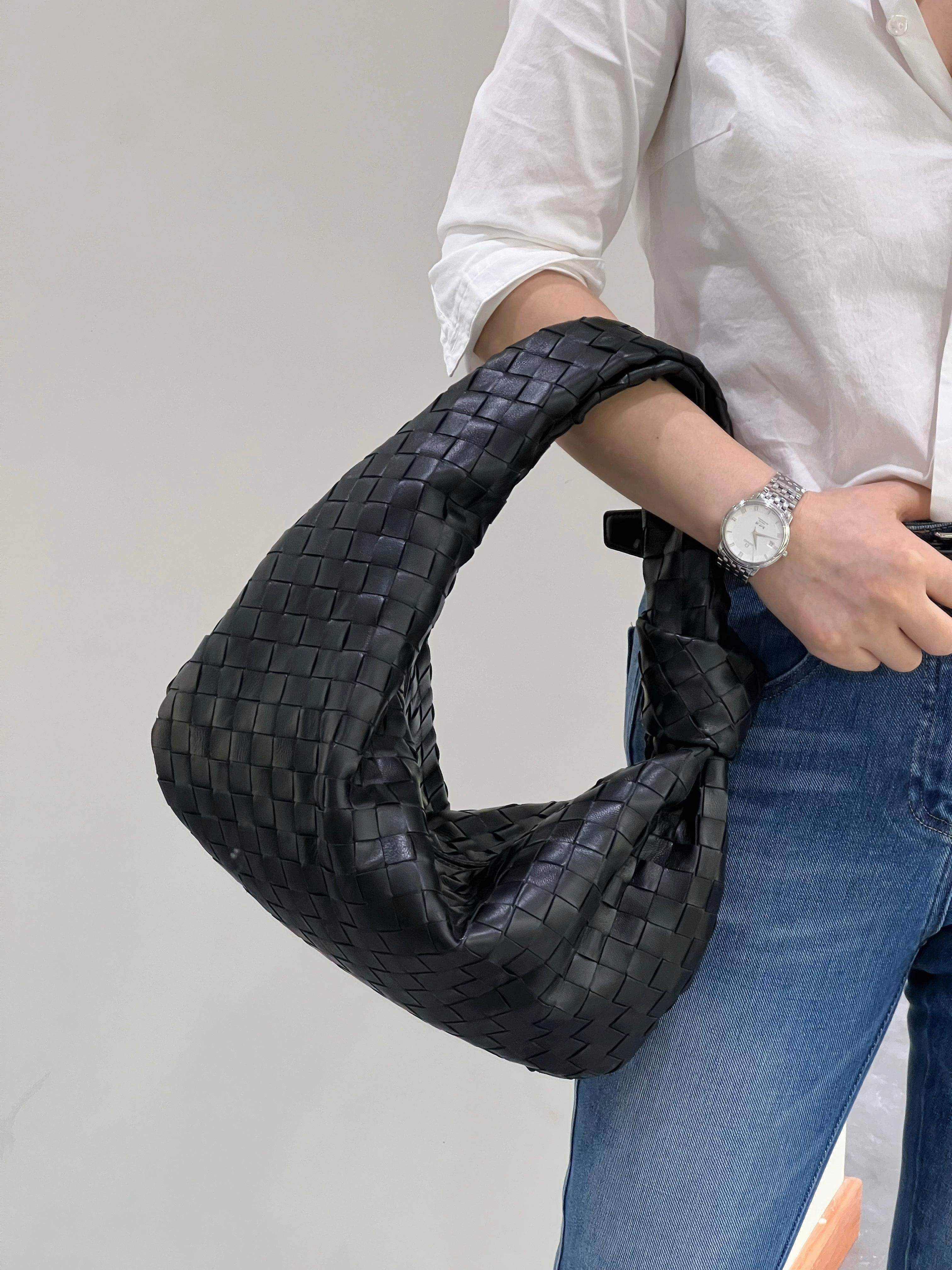 Lambskin Knotted Intrecciato Leather Handbag(3 Sizes), Handcrafted Premium Quality Genuine Leather Handbag, Daily Fashion Lady Tote Bag, Designer Bag Travel convenience Stylish Edge