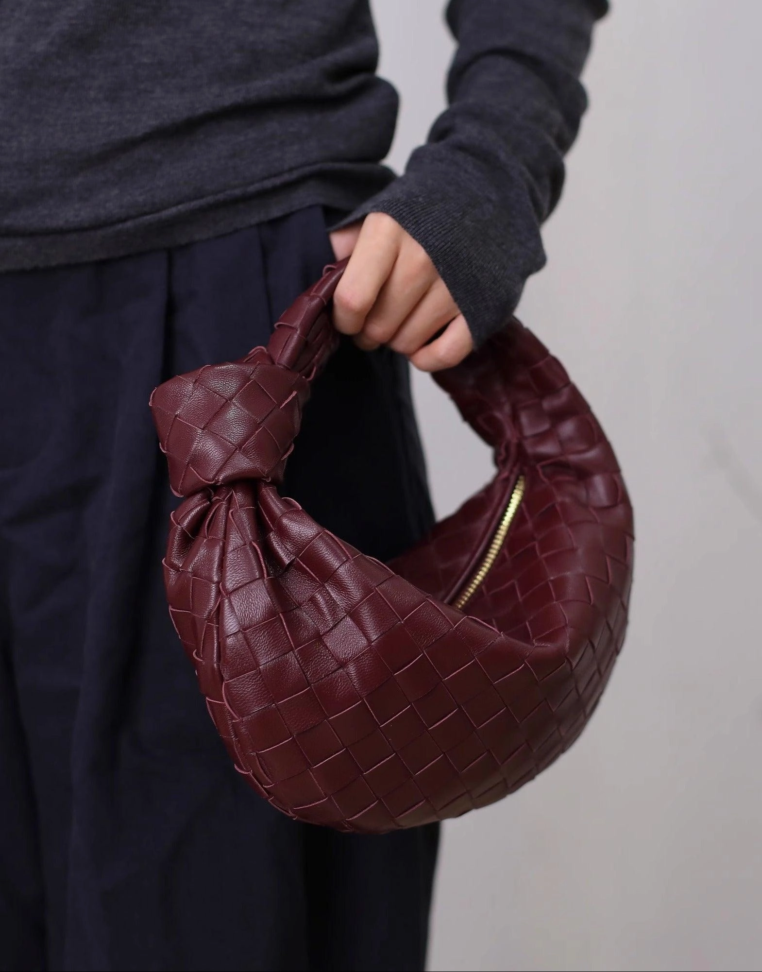 outdoor durability Lambskin Knotted Intrecciato Leather Handbag(3 Sizes), Handcrafted Premium Quality Genuine Leather Handbag, Daily Fashion Lady Tote Bag, Designer Bag