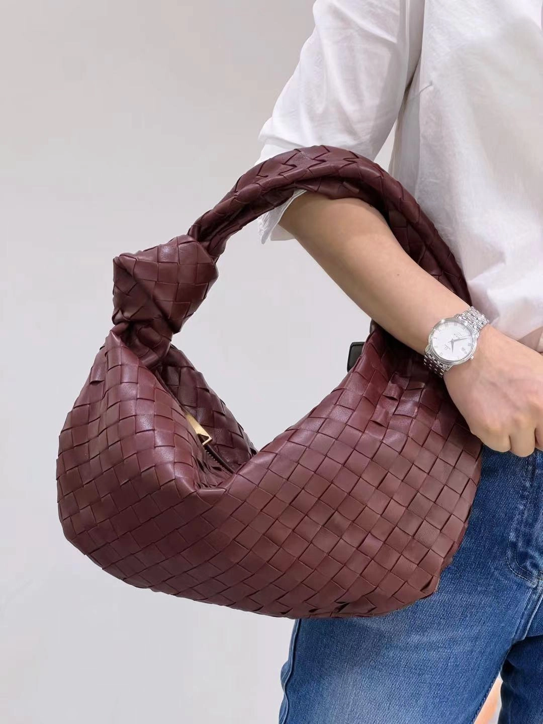Casual Style Stylish Function Lambskin Knotted Intrecciato Leather Handbag(3 Sizes), Handcrafted Premium Quality Genuine Leather Handbag, Daily Fashion Lady Tote Bag, Designer Bag