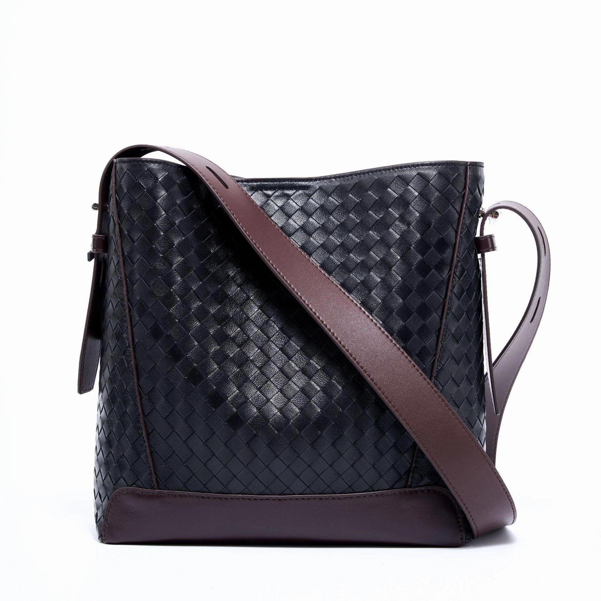 Lambskin Leather Handwoven Bucket Bag | Classic Bucket Shoulder Bag Urban Companion Travel Companion