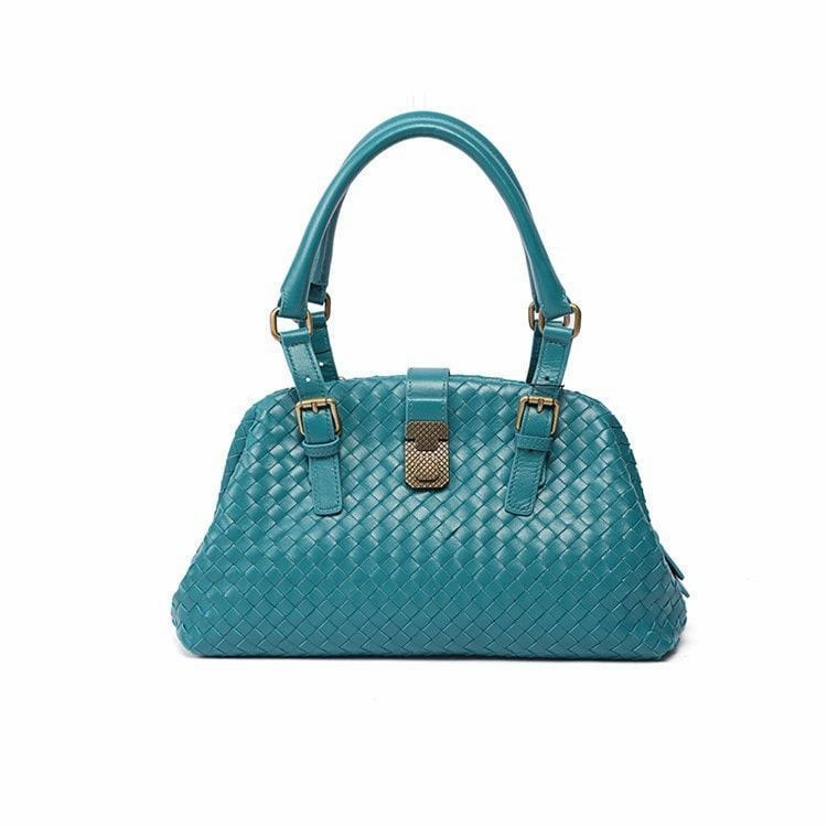 Stylish Gear Lambskin Leather Woven Shoulder Bag, Handcrafted Knotted Handle Bag, Luxury Fashion Designer Bag, Summer Woven Leather Crossbody Bag