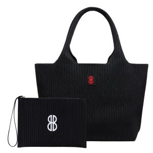 Large - Black Stripe Tote With Pouch City Adventure Multi Function
