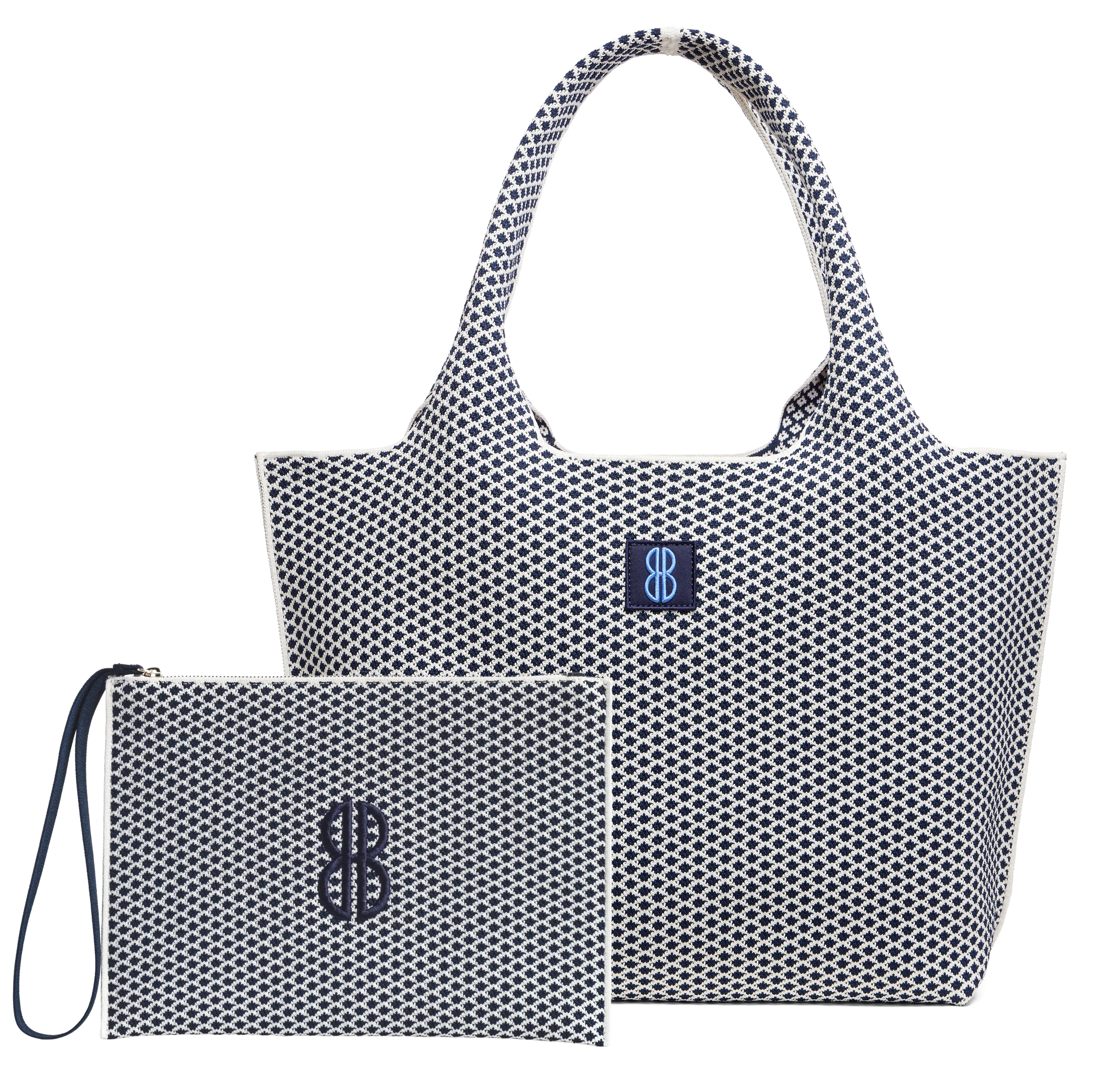Large - Navy Diamond tote with pouch Smart Everyday