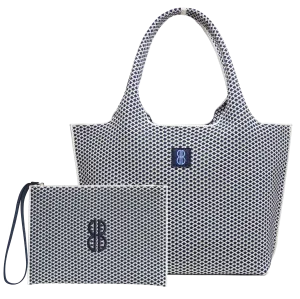 Large - Navy Diamond tote with pouch Smart Everyday