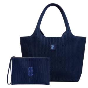 large - Navy Stripe tote with pouch Business Outfit Elegant Everyday