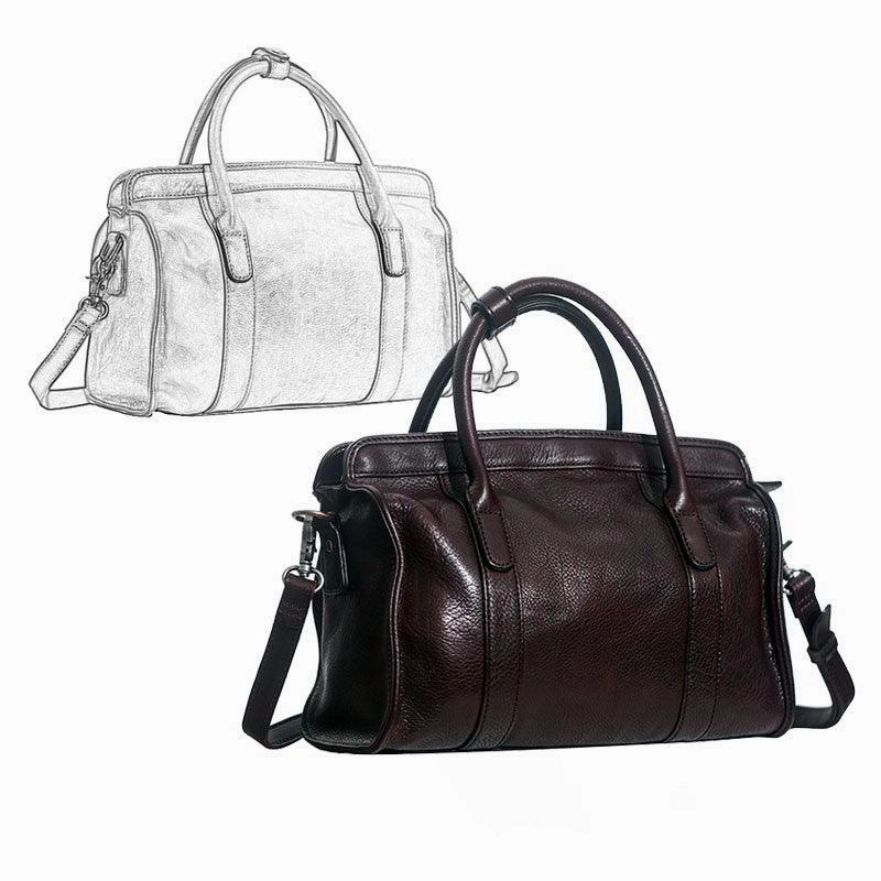 Compact Performance Work Necessity Large Size Retro Handcrafted Leather Tote Bag | Full Grain Leather Shoulder Bag | Cowhide Crossbody Bag | Boston Bag Handbag | Unisex Gift