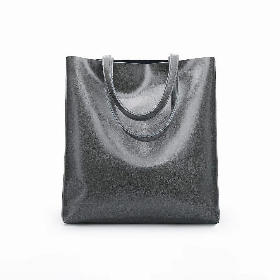 Alma | Classic Leather Tote Bag ?C Slim Handles & Spacious Interior Practical Travel