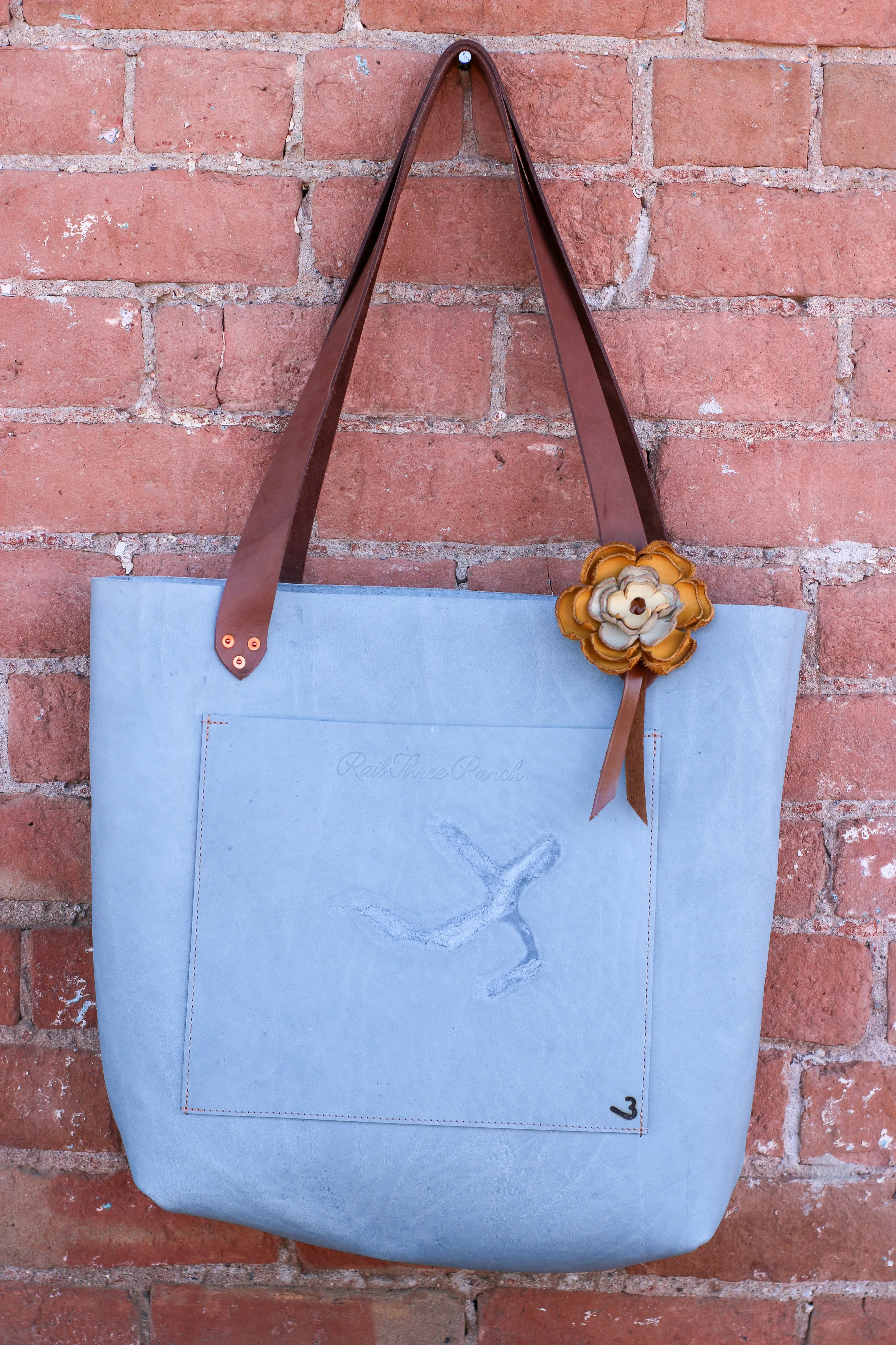Padded Handle Leather Tote Bag