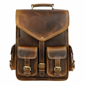 Leather Backpack Rucksack - Travel, Laptop, Camping, School, and College Bag for Men & Women Work Lifestyle