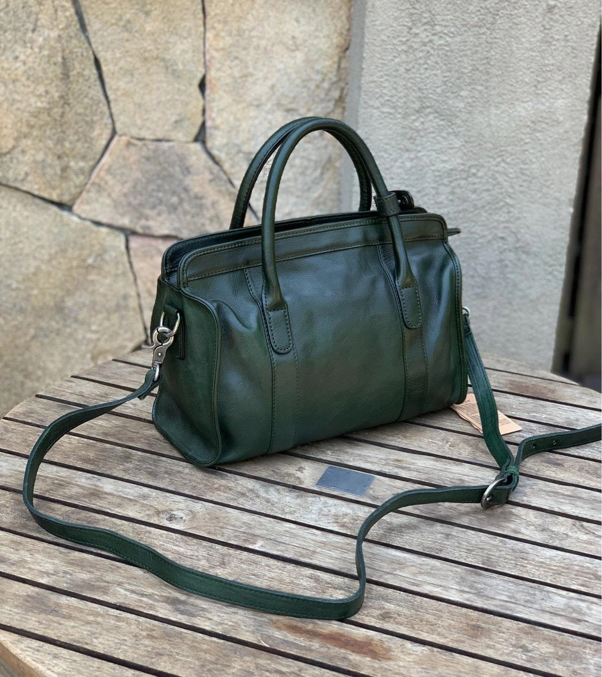 Stylish Travel Lightweight Design Leather Boston Bag Handmade Leather Shoulder Bag, 5 Colours Leather Handbag, Woman's Brown, Red, or Black, Coffee, Green Leather Bag