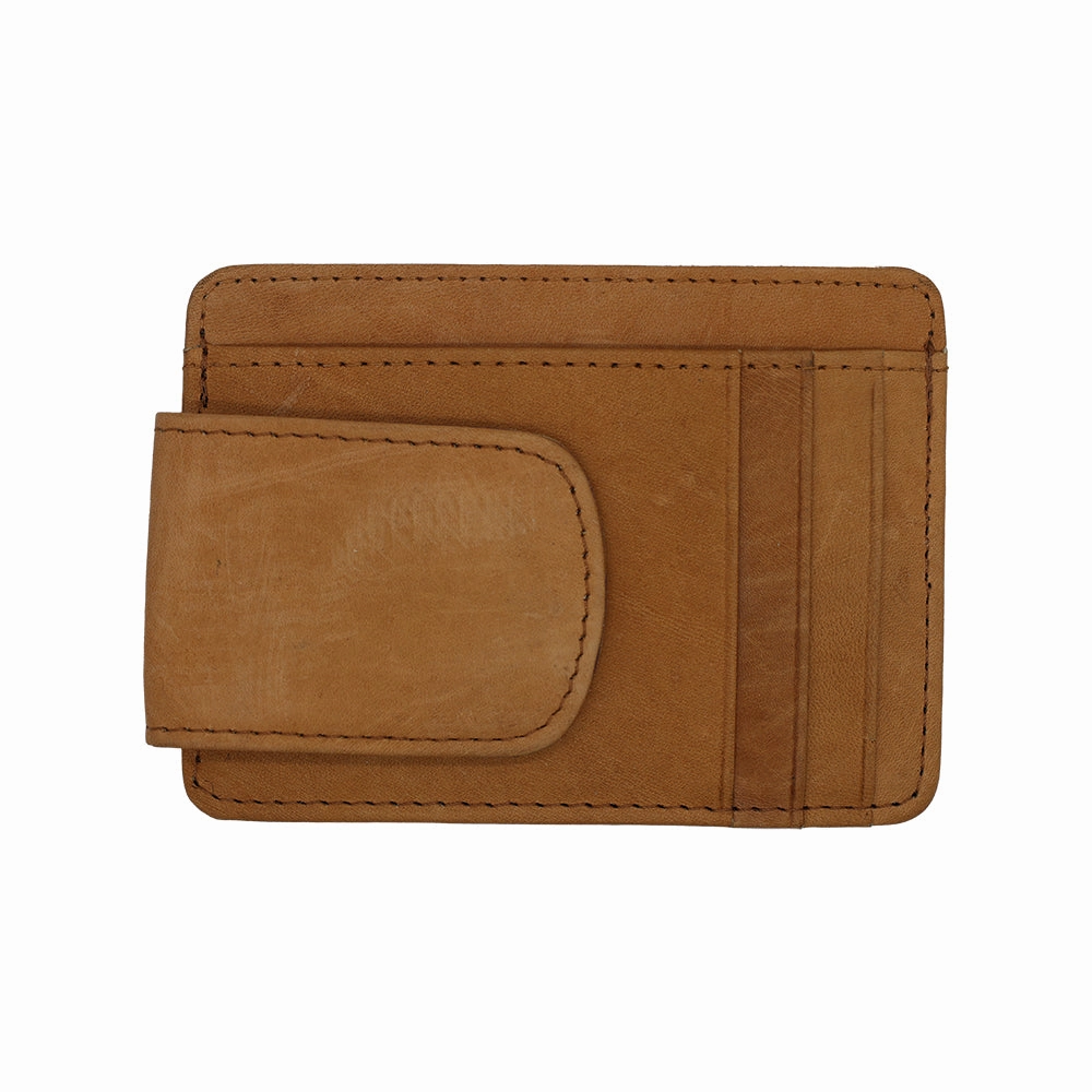 Leather Magnetic Money Clip with Card Holder and ID window Compact Harmony