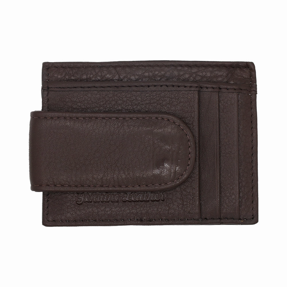 Leather Magnetic Money Clip with Card Holder and ID window Secure ID holder