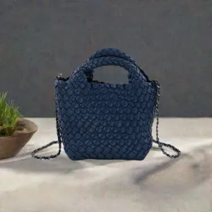 Emaline Navy Mini Tote BC Bag with Braided Strap Sophisticated Design Trendy Daily