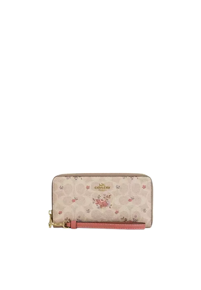 Coach Long Zip Around Wallet With Floral Print In Sand Multi Cao88 Chic Simplicity