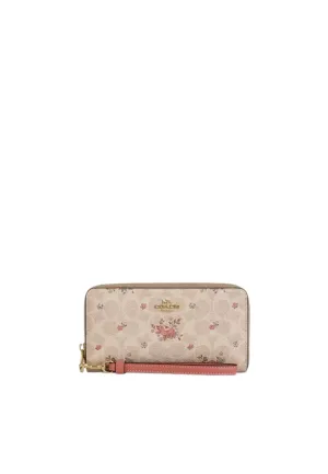 Coach Long Zip Around Wallet With Floral Print In Sand Multi Cao88 Chic Simplicity