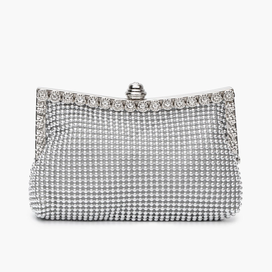 Soft Texture Vaelora | Elegant Silver Rhinestone Clutch ?C Timeless & Luxurious Design