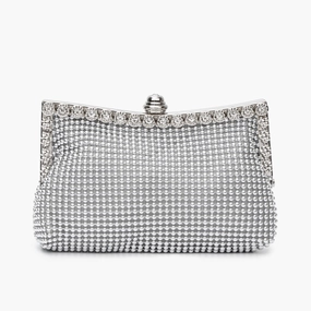Soft Texture Vaelora | Elegant Silver Rhinestone Clutch ?C Timeless & Luxurious Design