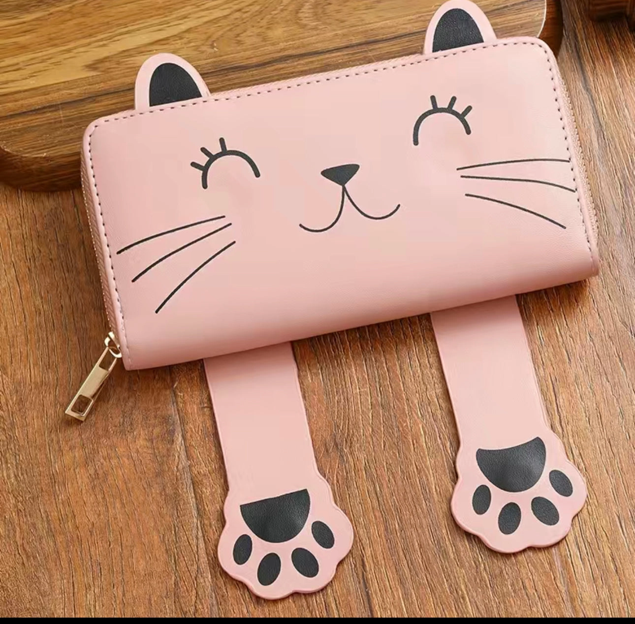 Pink Peek-A-Boo Cat Wallet Functional Style Minimal Carry