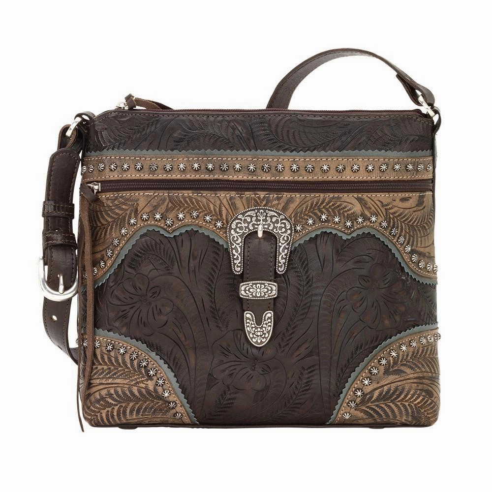 Lightweight Organizer American West Handbag Saddle Ridge Collection: Leather Zip Top Shoulder