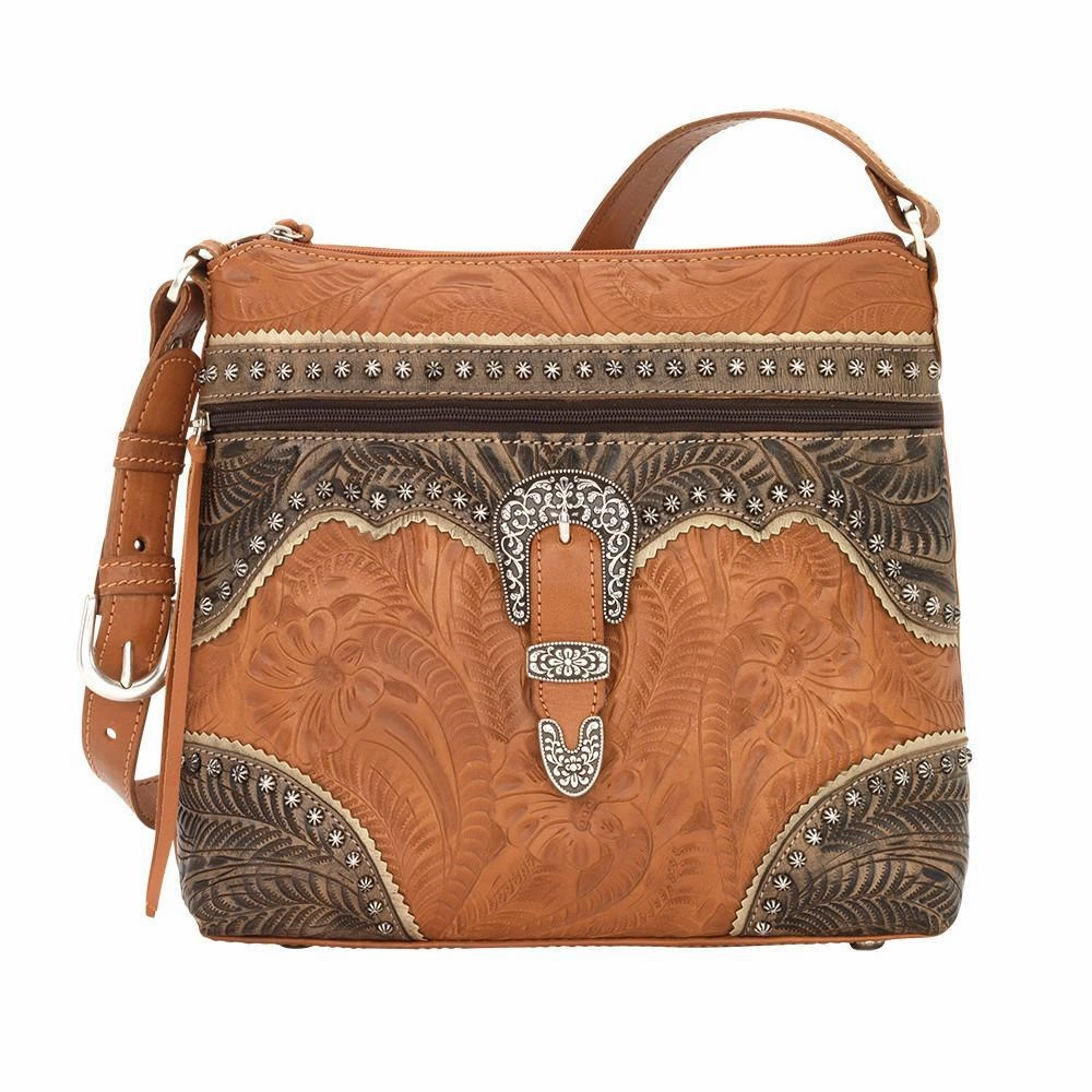 American West Handbag Saddle Ridge Collection: Leather Zip Top Shoulder Travel Lifestyle Simple Lifestyle