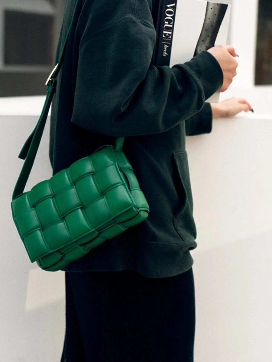 Daily Lifestyle Lambskin Leather Quilted Elegant Shoulder Bag, Small Handwoven Leather Bag, Trendy Boutique Designer Bag, Classic Style Leather Bag, Gift