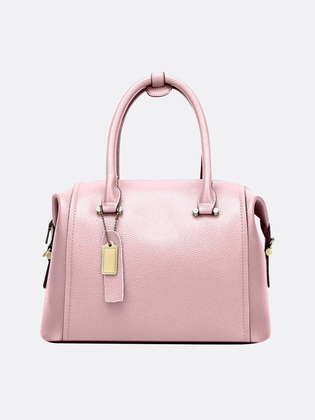 Trend Essential Signature Style Structured Leather Bowling Bag with Top Handles