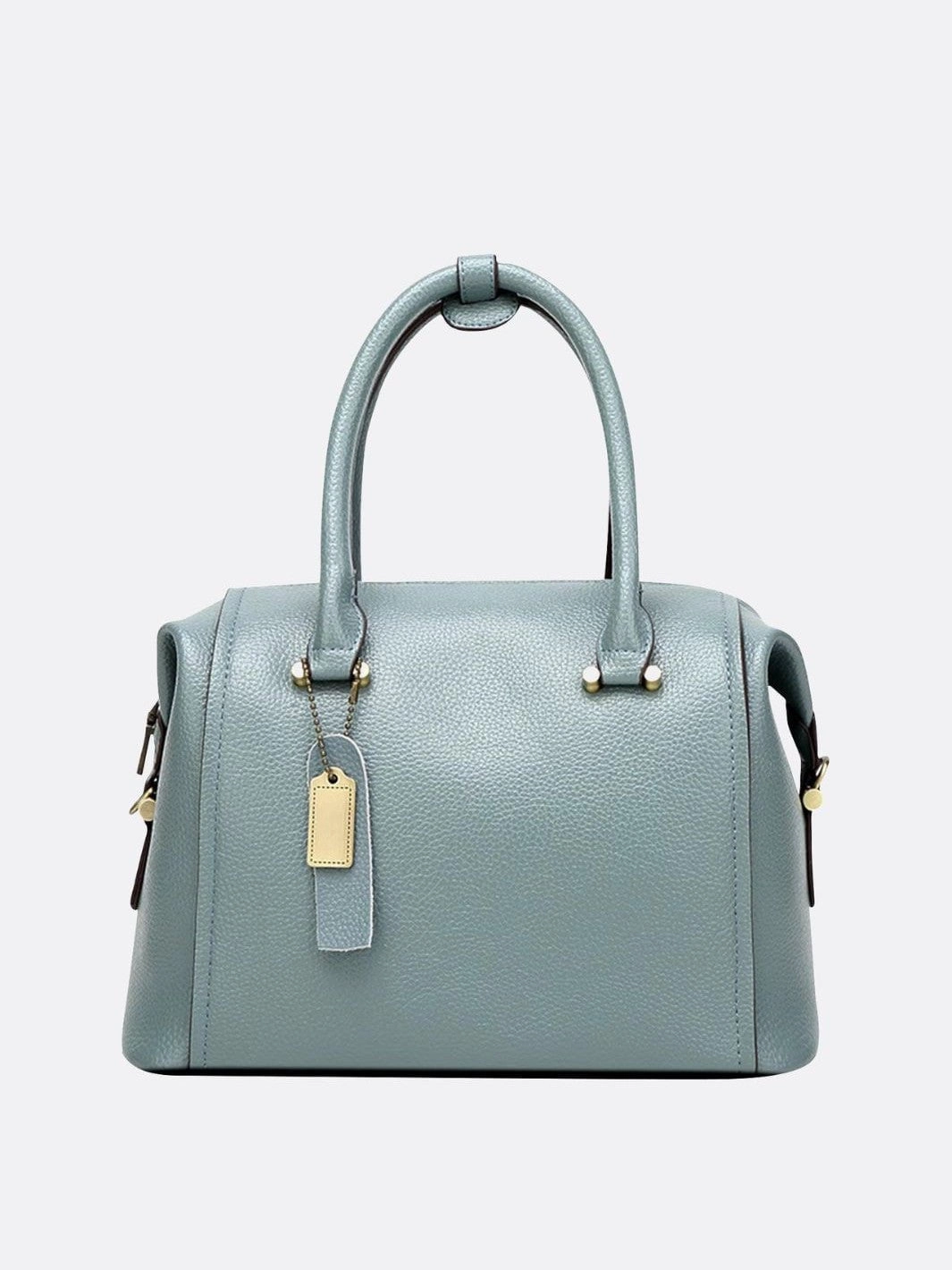 Modern Aesthetic Structured Leather Bowling Bag with Top Handles
