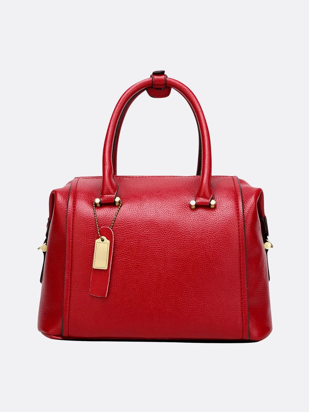 Structured Leather Bowling Bag with Top Handles Travel Essential