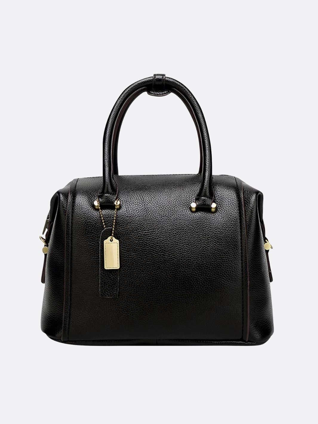 Stylish Everyday Structured Leather Bowling Bag with Top Handles