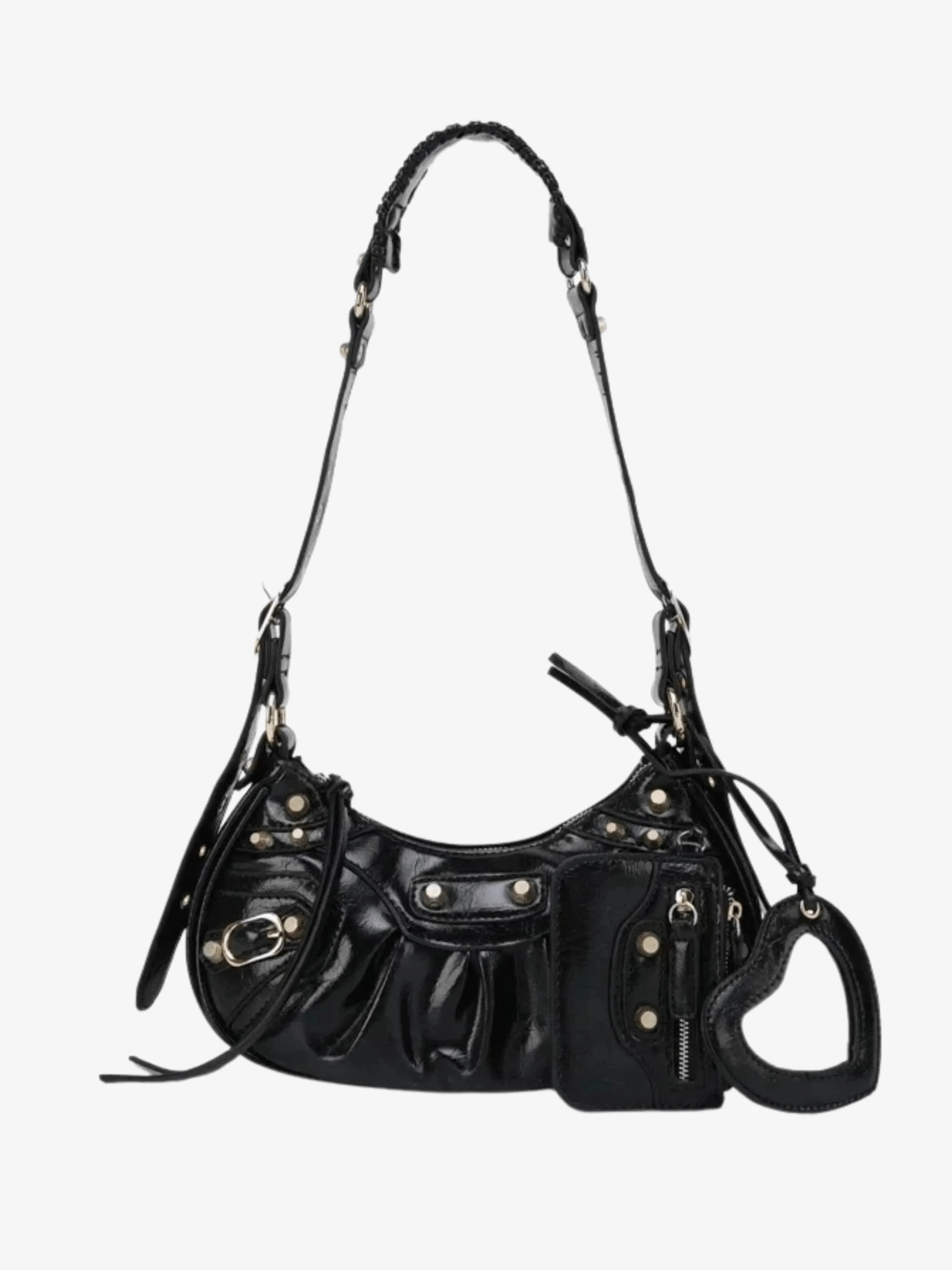 Compact Carry Casual Gear Thalina | Black Studded Shoulder Bag ?C Edgy & Stylish