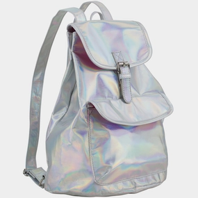 Leisure Journey BJX Iridescent Silver Holographic Flap Backpack