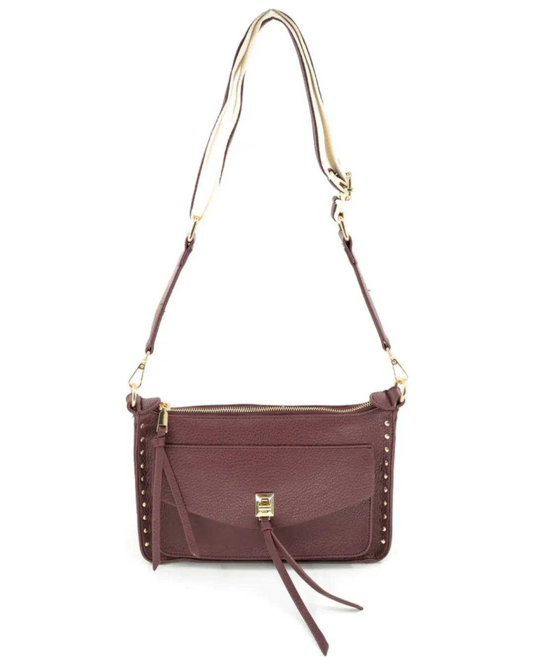 Urban Spirit magnetic buckle Lila Burgundy Studded BC Bag Crossbody Clutch