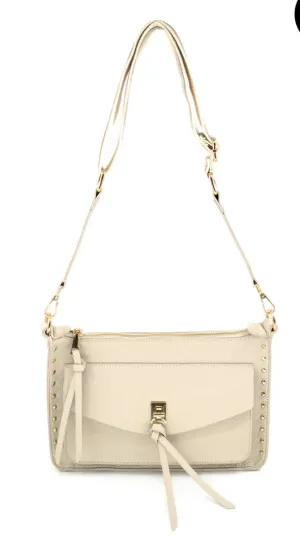 Soft Edge Casual Fashion Lila Ivory Studded BC Bag Crossbody Clutch