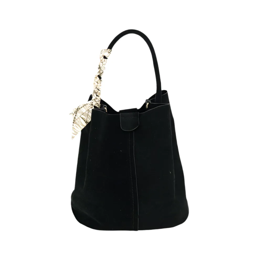 Linda Black Suede Medium BC Bag with Scarf Smart Lifestyle